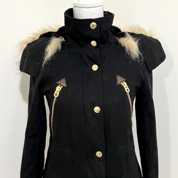 Juicy Couture Black Cotton Hooded Coat Jacket w/ Zipper Lining Women's - Picture 2 of 6